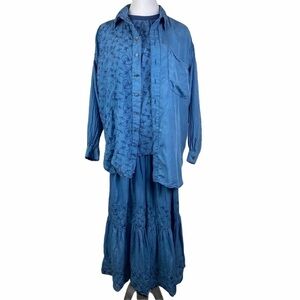 Compagnie BX Vintage 3-Piece‎ Boho Maxi Skirt Set Women's Large/Medium Blue